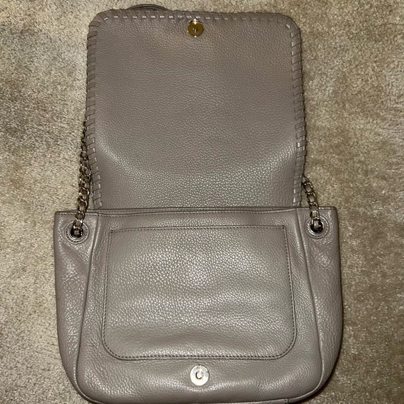 Tory Burch Taupe Leather Flap Marion Shoulder Bag - Picture 3 of 9